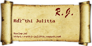 Réthi Julitta névjegykártya
